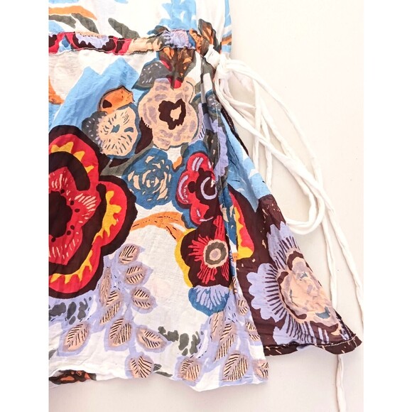 Manorama Italian Style Cover Up Bright Floral Beaded Accents Vented Sides Sz S - Picture 5 of 9